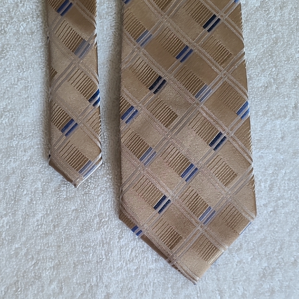 Silk Tie Jones New York Beige Blue Satin Dashes‎ Beautiful
